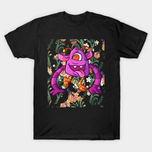 cute bacteria or beast smile  in flower T-Shirt